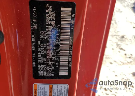 2014 Subaru Brz 2.0 Limited из США, поврежденный, VIN JF1ZCAC13E9601355